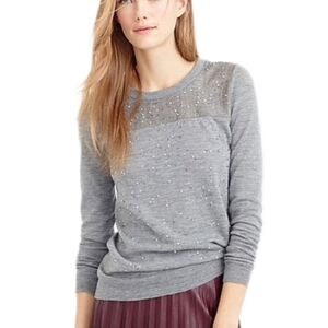 J. Crew Tippi Merino Wool Sweater Women's Small Plaid Rhinestone Preppy Academia